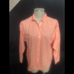 LOFT Orange Casual Button Down Shirt Textured Design